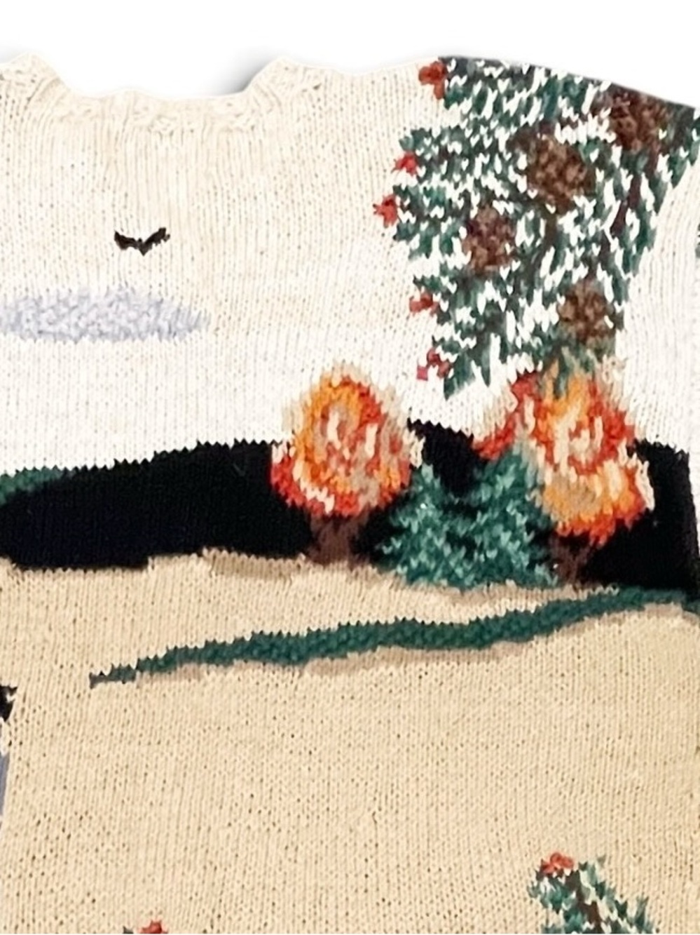Vintage Northern Isles Hand Knit Cardigan 2X Woodland Deer Owl Novelty Sweater - Picture 11 of 16